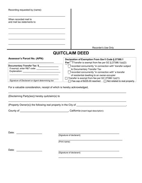 Free Printable Quitclaim Deed Form