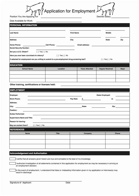 Free Printable Sample Job Applications
