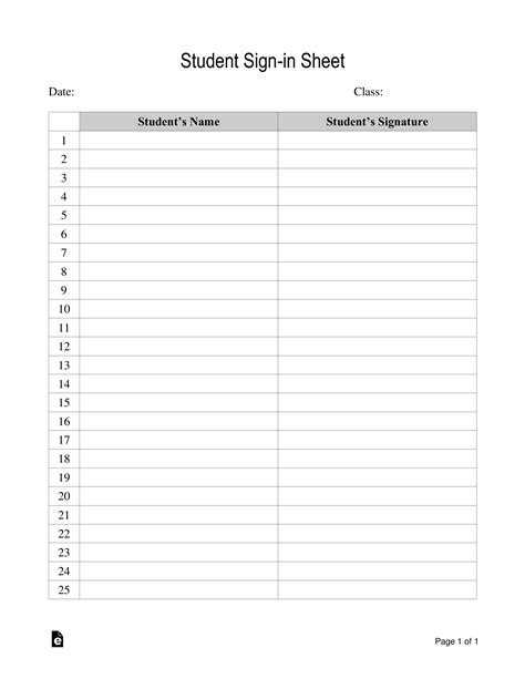 Free Printable Sign In Sheets