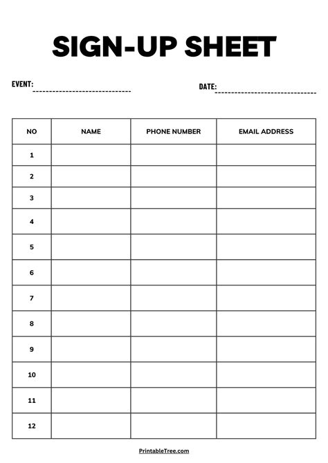 Free Printable Sign In Sheets Templates