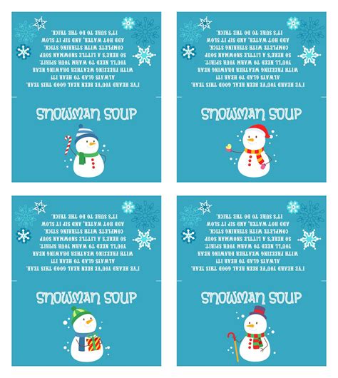 Free Printable Snowman Soup Labels