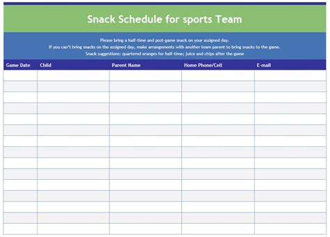 Free Printable Sports Schedules