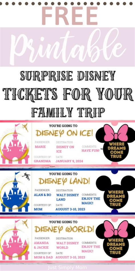 Free Printable Surprise Disney Tickets