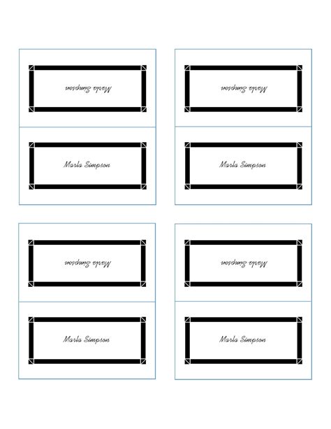 Free Printable Table Place Cards Template In Navy Writing