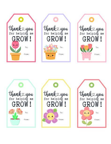 Free Printable Thank You For Helping Us Grow Tags