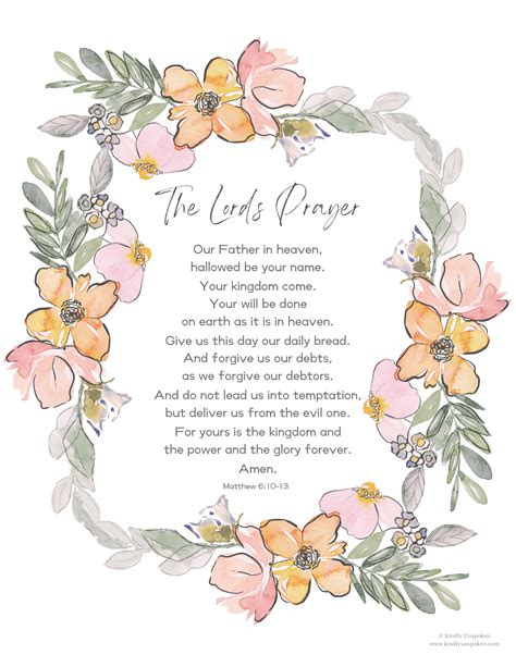 Free Printable The Lords Prayer