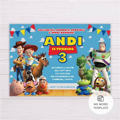 Free Printable Toy Story Birthday Invitations Template Free