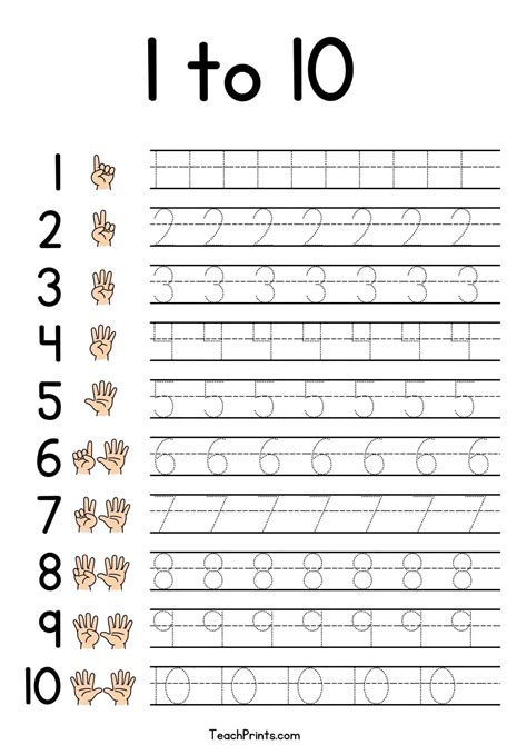 Free Printable Traceable Numbers 1 10