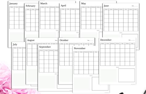 Free Printable Undated Mini Monthly Calendar Both Sides