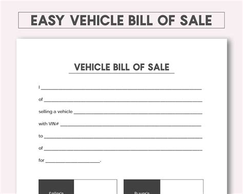 Free Printable Vehicle Bill Of Sale Form