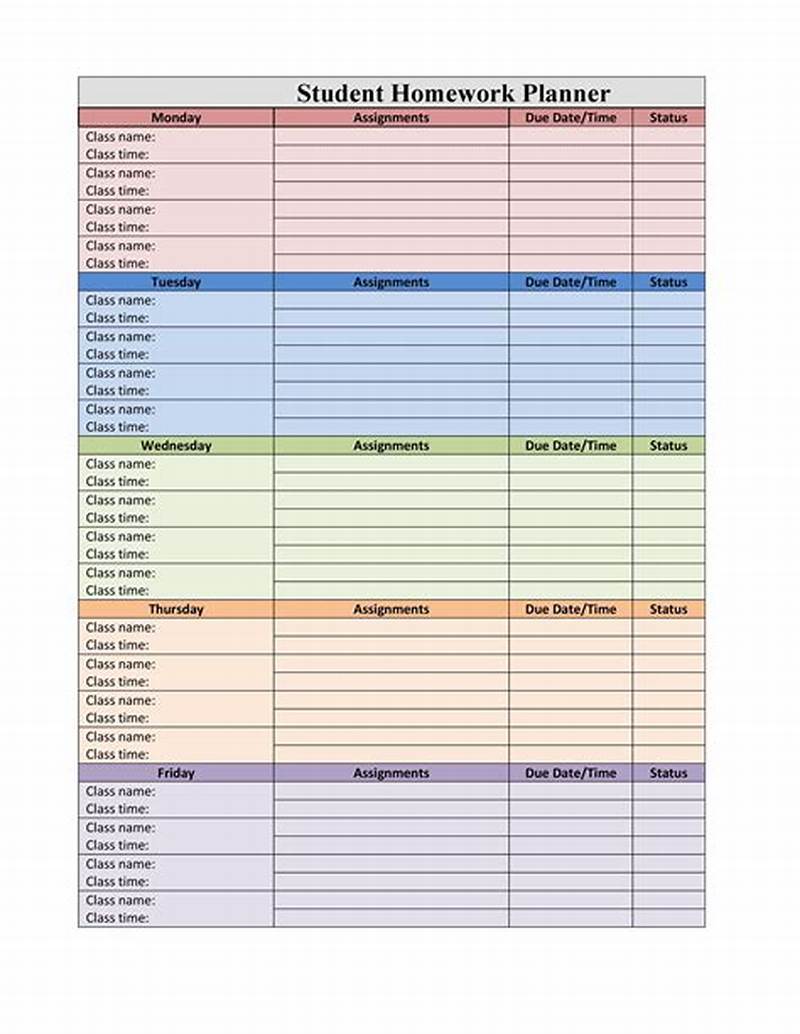 Free Printable Weekly Homework Planner