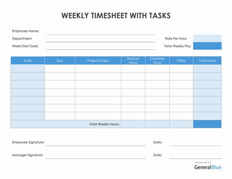 Free Printable Weekly Timesheet