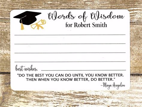 Free Printable Words Of Wisdom Cards Graduation