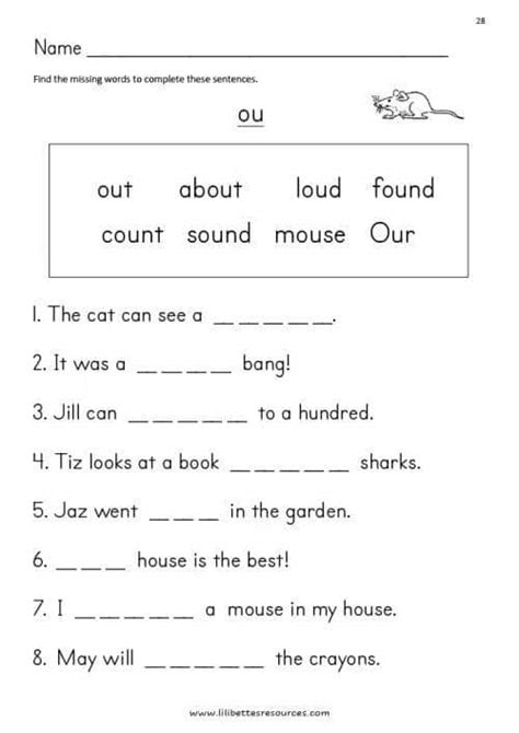 Free Printable Worksheets For 1st Grade English