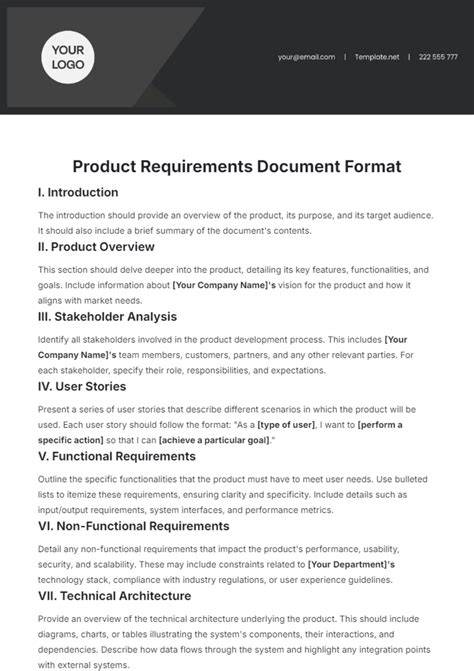 Free Product Requirements Document Template