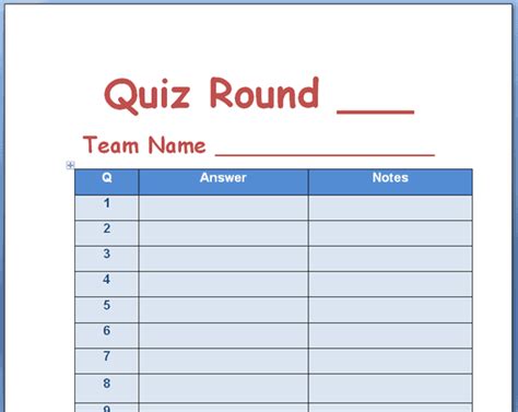 Free Quiz Template