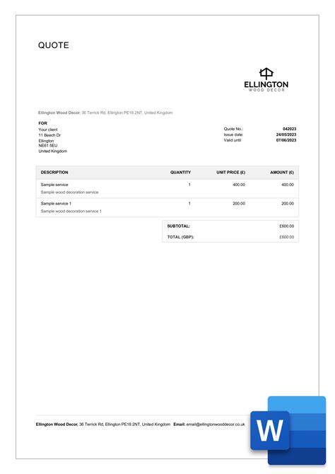 Free Quotation Template Word