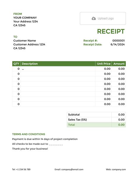 Free Receipt Template In Word