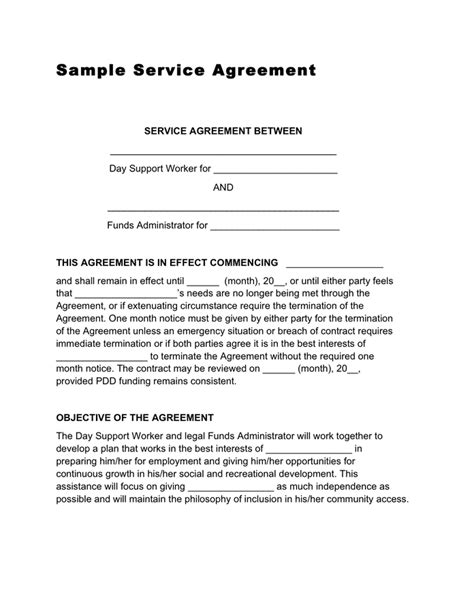 Free Sample Service Agreement Template