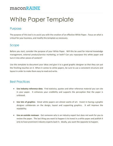 Free Sample White Paper Template