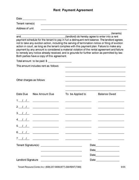 Free Simple Payment Agreement Template