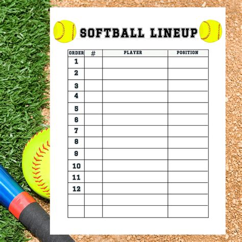 Free Softball Lineup Cards Printable