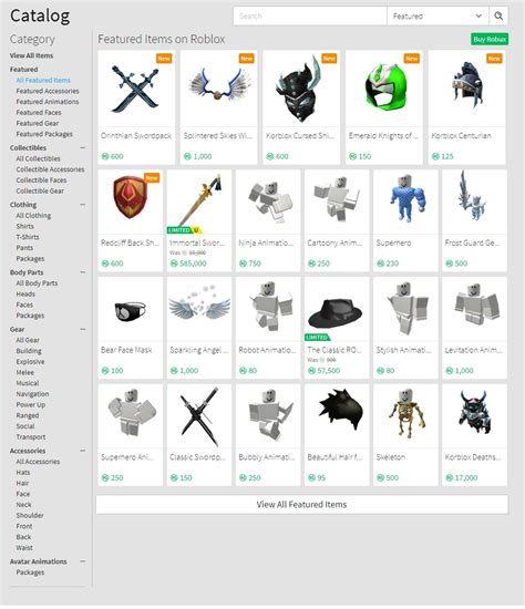 Free Stuff Roblox Catalog