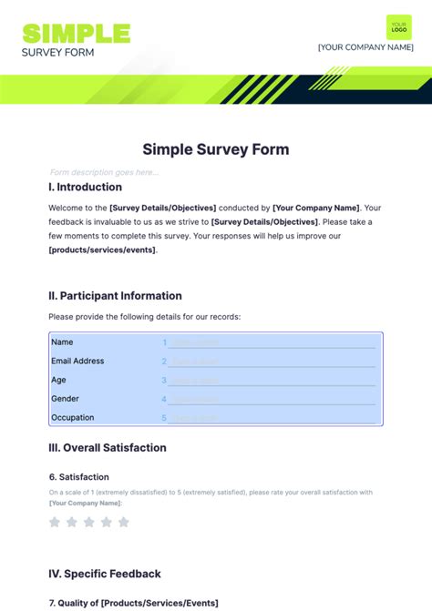 Free Survey Template