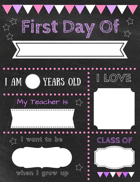 Free Template For First Day Of School Sign
