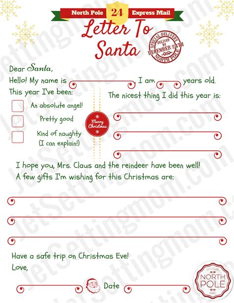 Free Template For Letter From Santa To Print