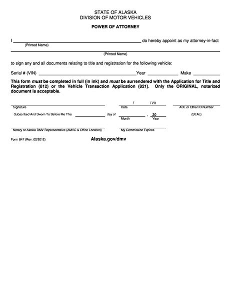 Free Template For Power Of Attorney