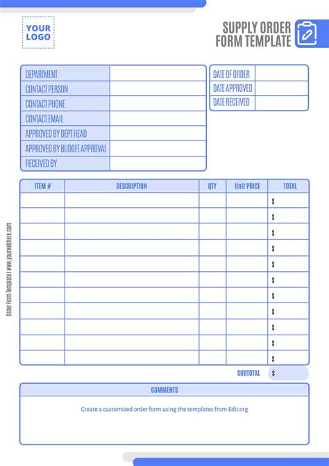 Free Templates For Order Forms