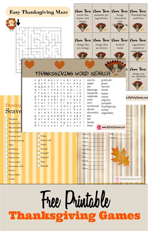Free Thanksgiving Games Printable