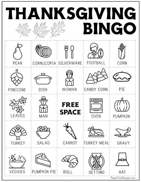 Free Thanksgiving Printable Bingo Cards