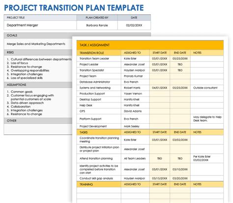 Free Transition Plan Template
