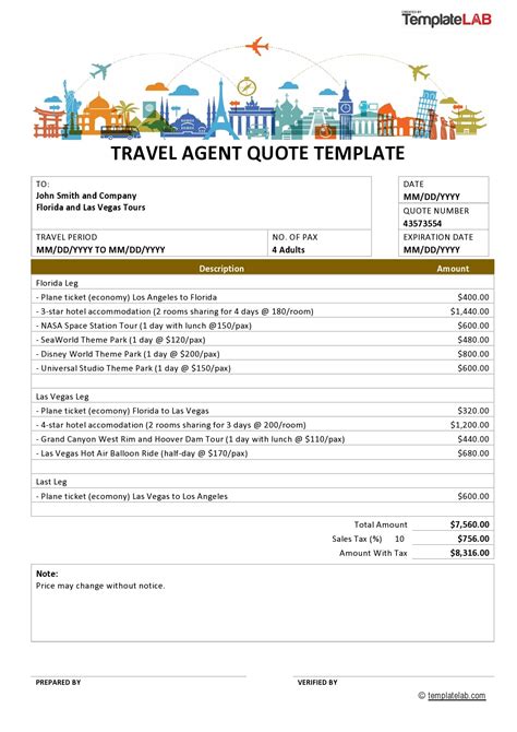 Free Travel Quote Template