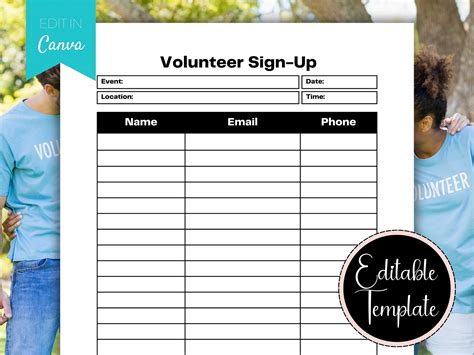 Free Volunteer Sign Up Sheet Template