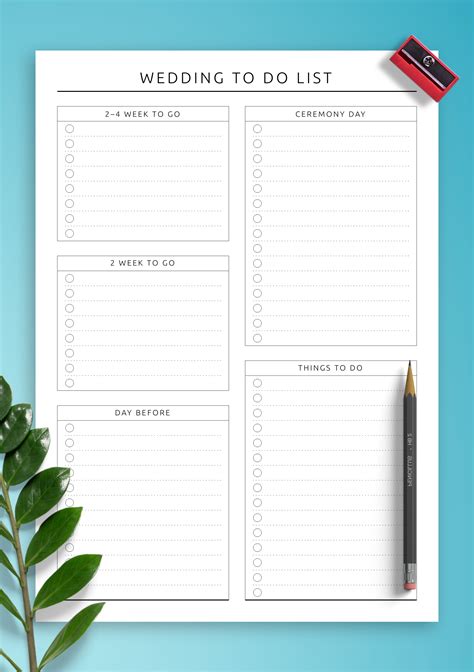 Free Wedding To Do List Template
