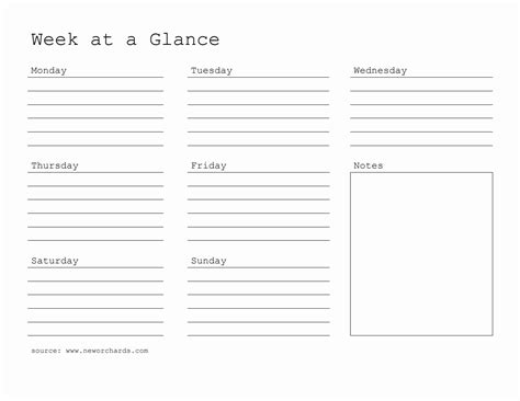Free Week At A Glance Printable