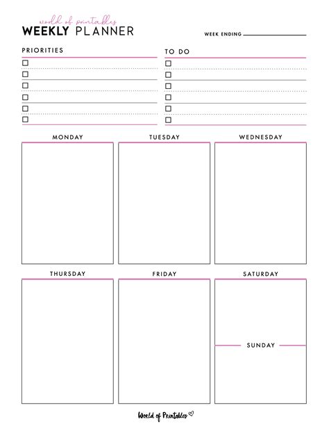 Free Weekly Agenda Template