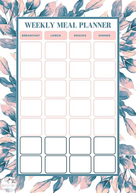 Free Weekly Meal Planning Template