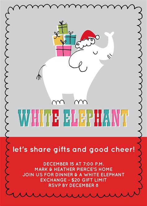 Free White Elephant Invitation Template