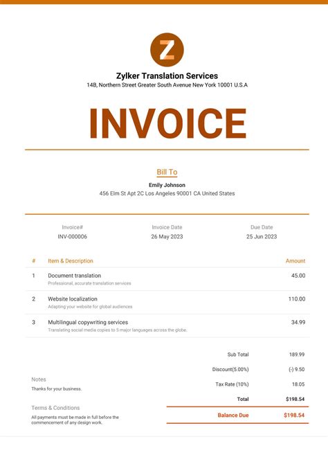 Freelance Billing Template
