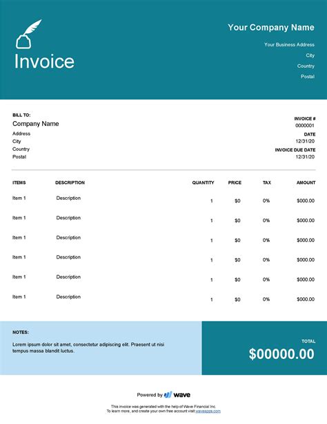 Freelance Writing Invoice Template Word
