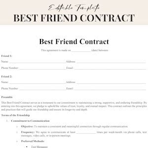 Friend Contract Template