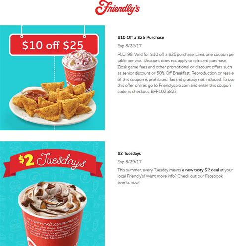 Friendly's Printable Coupon