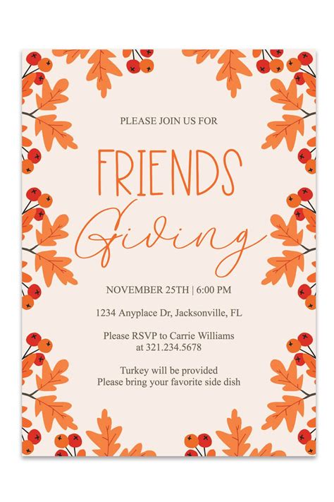 Friendsgiving Invitation Template Free