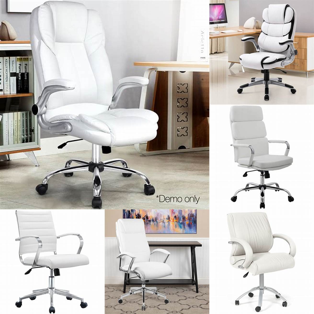 Front view of the White Leather Office Chair