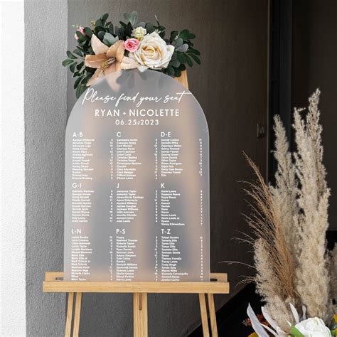 Frosted Acrylic Seating Chart