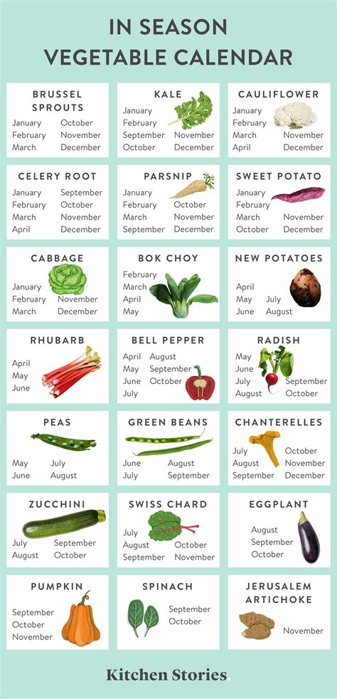 Fruit And Vegetable In Season Chart